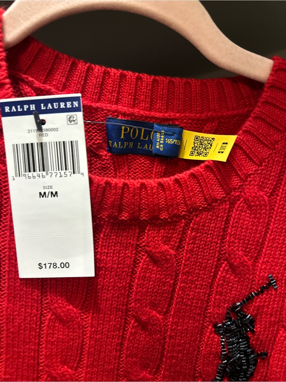Polo by Ralph Lauren Red Cable Knit Crewneck Top - Picture 4 of 4